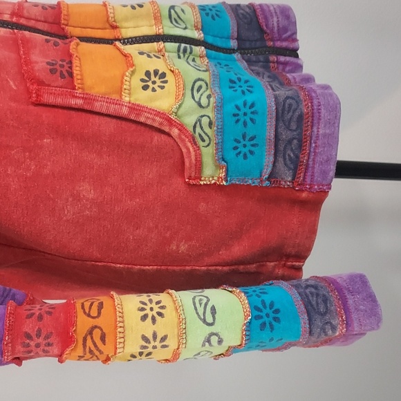 Greater Good Rainbow Patterned Embroidered Sunshine L/S Hoodie Sweatshirt S/M - Picture 7 of 9